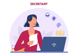 Secretary concept. Receptionist answering calls and assisting