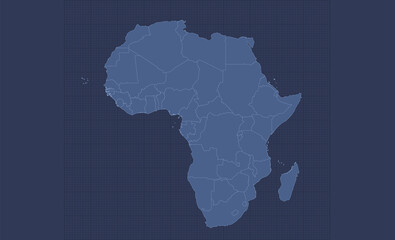 Africa map, individual states, infographics blue flat design blank