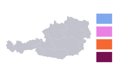 Infographics of Austria map, individual states blank