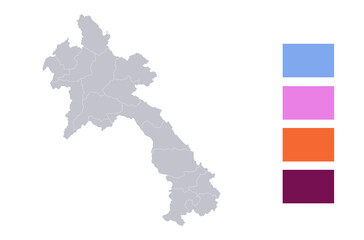 Infographics of Laos map, individual regions blank