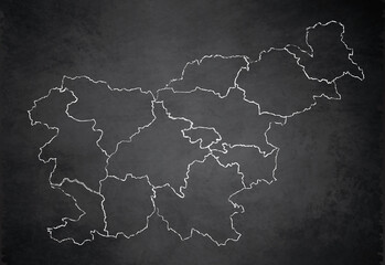 Slovenia map administrative division separates regions, design card blackboard chalkboard blank
