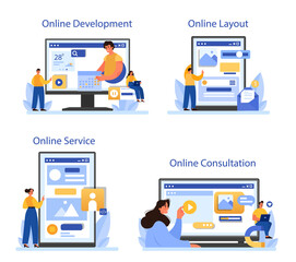 Content filling online service or platform set. Making responsive