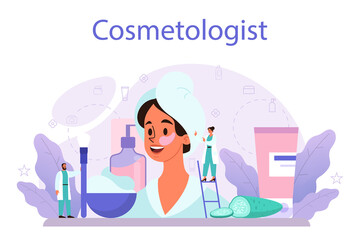 Cosmetologist concept, skin care and treatment. Young woman treating
