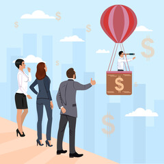 A team of businessmen is looking for a new business direction.