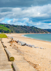 Slapton Sands Beach looking East, near Dartmouth, South Devon, England, UK