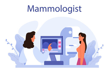 Mammologist concept. Consultation with doctor about breast disease