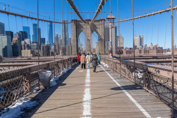 Fototapeta premium brooklyn bridge,new york,manhattan,nyc,new york city,brooklyn,bridge,urban,architecture,construction,cityscape,buildings,architectural,view,usa,tourism,travel, city, skyline, new, building, sky, skysc