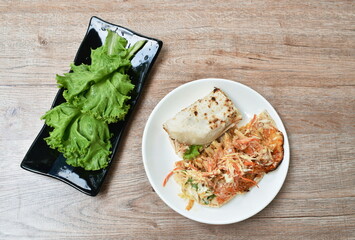 chicken kebab stuffed vegetable and herb on plate with lettuce