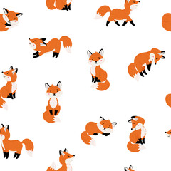 Cute foxes seamless pattern