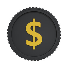 3d rendering of Dollar coin isolated on white background.