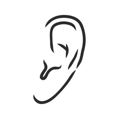 Drawing human ear ear vector sketch on a white background