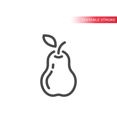 Pear line vector icon. Outline, editable stroke.
