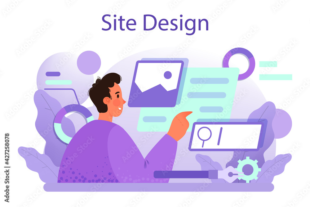 Poster web site design concept. presenting content on web pages. website layout,