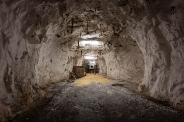 Obraz premium placing a large refrigerator in the mountain