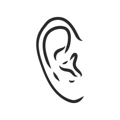 Obraz premium Drawing human ear ear vector sketch on a white background