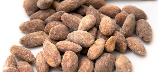 Fototapeta na wymiar Seasoned Almonds with White Background - Isolated