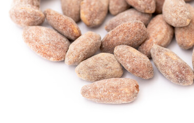 Fototapeta na wymiar Seasoned Almonds with White Background - Isolated