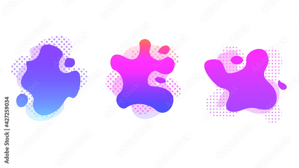 Poster abstract set liquid color collection geometric shapes fluid gradient dynamic elements banner logo ve