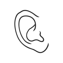 Drawing human ear ear vector sketch on a white background