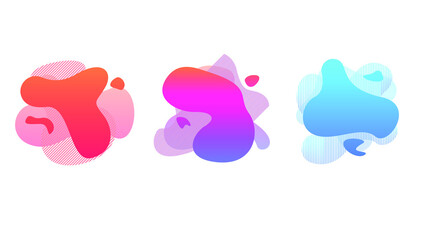 Obraz premium Abstract Set Liquid Color Collection Geometric Shapes Fluid Gradient Dynamic Elements Banner Logo Vector Desgin Style Trendy
