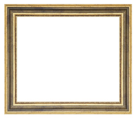 Old vintage golden frame isolated on a white background