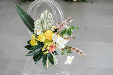 wedding tropical bouquet of yellow color