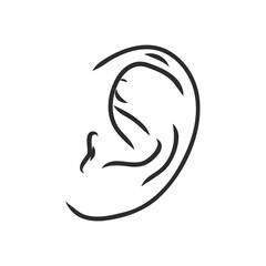 Drawing human ear ear vector sketch on a white background