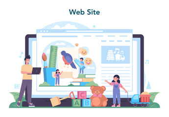 Nursery teacher online service or platform. Professional nany and children