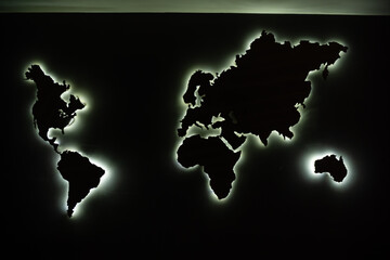 Fototapeta na wymiar World Time display with Map in Night Version
