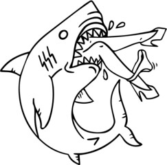 Shark Traditional Tattoo Stencil T-shirt Print Vinyl 