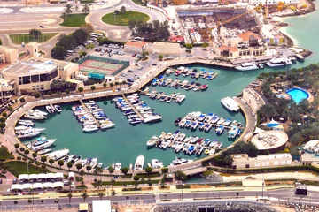 Foto auf Acrylglas United Arab Emirates, Abu Dhabi, aerial view of the marina © JeanMarc