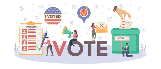 Voter typographic header. Idea of election and governement