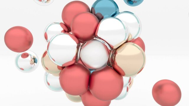 Modern metal elastic color spheres soft body colliding with a magnet