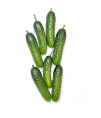 Fresh raw green cucumbers isolated on white.