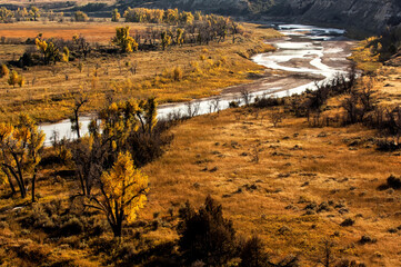Little Missouri River in the evening;  Theodore Roosevelt National Park;  North Dakota