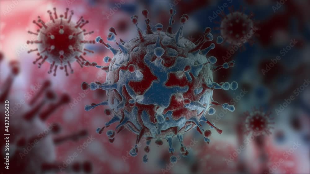 Aufkleber abstract biological background, 3d loop animation of many complex viruses in the body. animation for