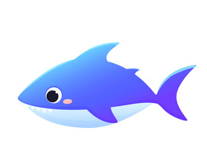 Vector illustration of a cute kind shark. Fish in cartoon style. Isolated on a white background. Sea life