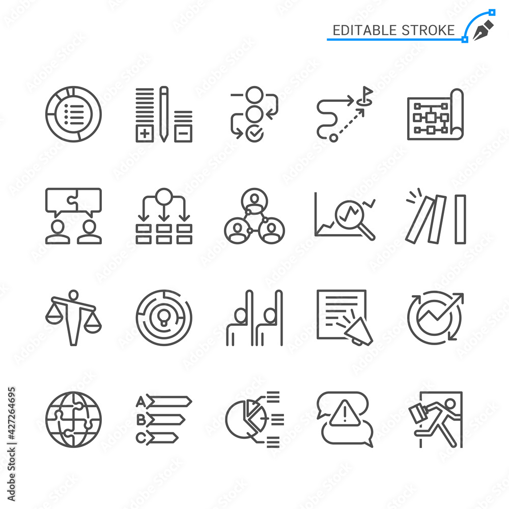 Wall mural business line icons. editable stroke. pixel perfect.