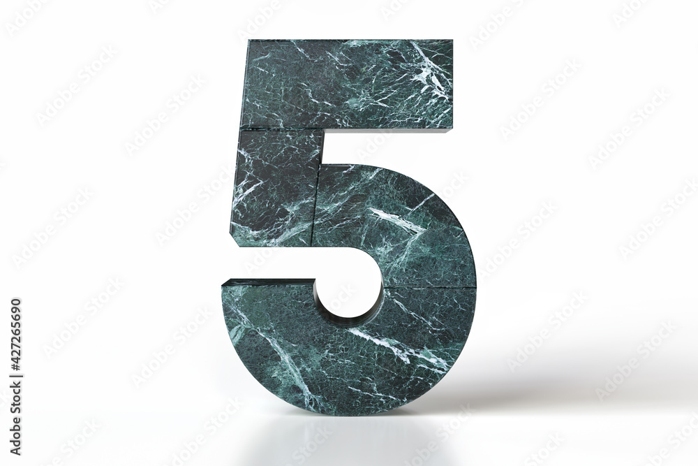 Poster marble stone font number 5. architecture and interior design concepts. tidewater green 2021 trend co