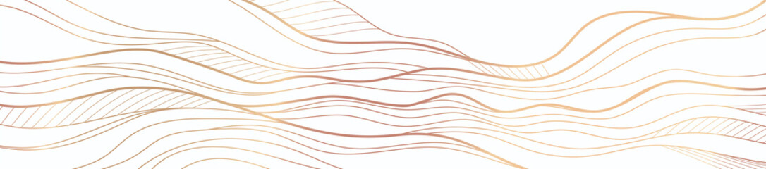 Golden line on white abstract elegant texture.