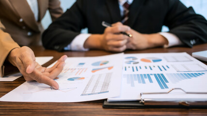 Investment planing and strategy concept, Financial data analysis graph business analytics and intelligence of finance performance.