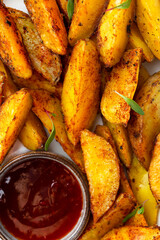Country style Potato wedges with spices and salt