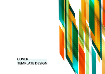 Abstract colored tilted rectangles on a white background. Universal geometric template for corporate design for cover, business card, flyer, report. Vector