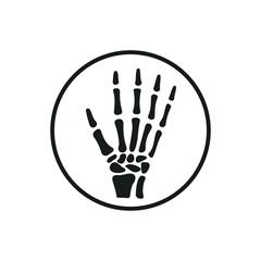 Vector medical illustration of hand bones anatomy. Wrist anatomy medical icon isoletd on white.