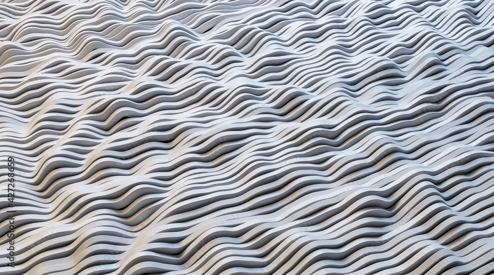 Poster White wavy patterns, wallpaper design and backgrounds concept. 3d rendering