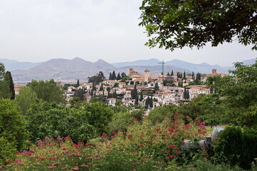 Obraz premium View of Granada old city from tower of Alhambra Palace, Granada, Spain