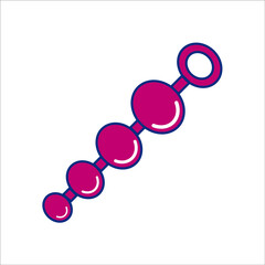 sex toy vector icon, anal beads on white background