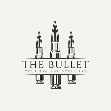 gun bullet ammunition vintage logo template vector illustration design. classic retro hunting, military, ammunition icon logo concept