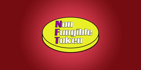 NFT Non-fungible token illustration art design.