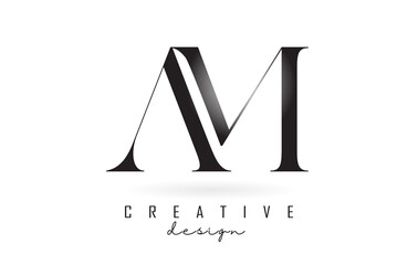 AM a m letter design logo logotype concept with serif font and elegant style vector illustration. - obrazy, fototapety, plakaty